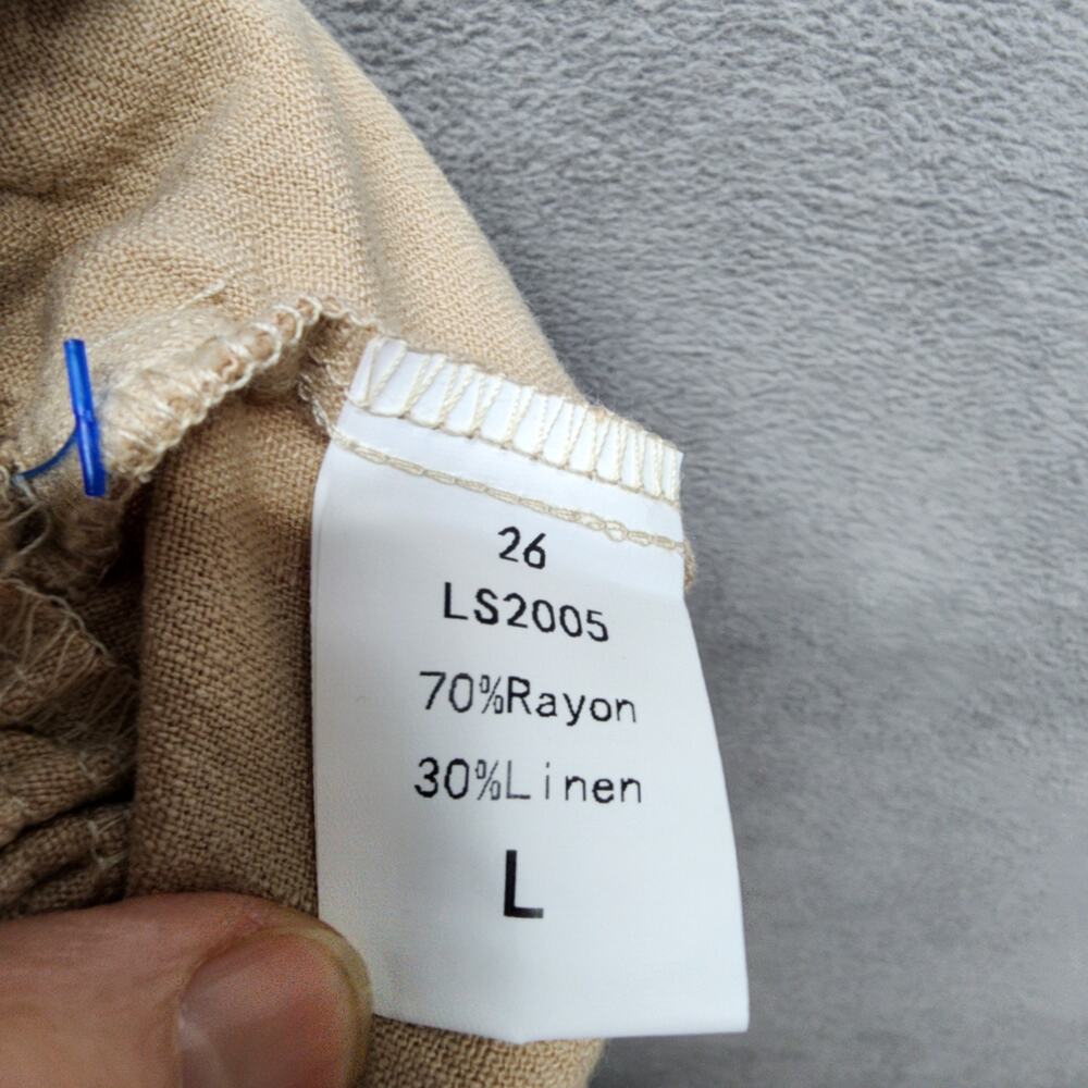 NWT Lillusory Wide Leg Pants Women Large Beige Linen Rayon Boho Elastic Lounge - Picture 9 of 12
